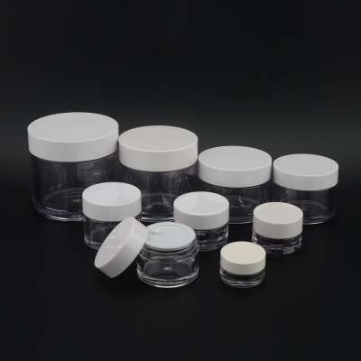 5g 10g 15g 20g 30g 50g 100g 200g empty PETG cream Jar Plastic clear Cosmetic Containers with white lid