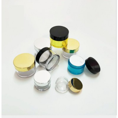 Hot selling 10g 15g 20g 30g 50g 100g 200g PETG empty Round pink cream Jar Plastic Cosmetic Containers with black white gold lid